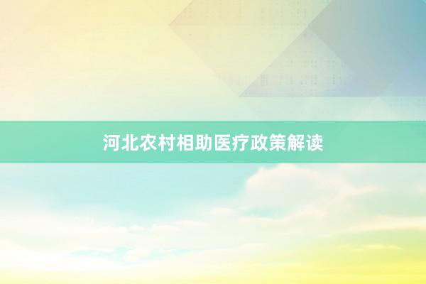 河北农村相助医疗政策解读